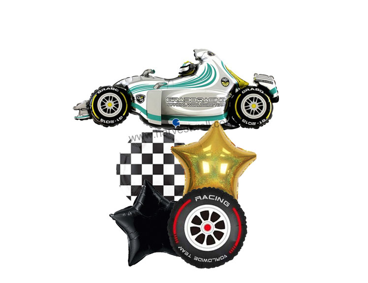 F1 Racing Silver Car Balloon Bouquet